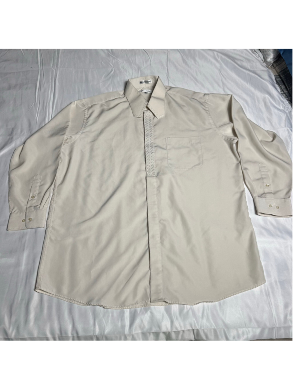 Men's Bruno Conte Dress Shirt, Beige, Size Neck 17.5